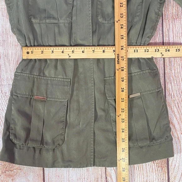 H&M Conscious Utility Jacket Olive Green Womens XS Size 2 Military Style - Picture 8 of 10